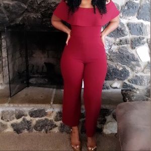 Burgundy romper jumpsuit /bodysuit size Medium